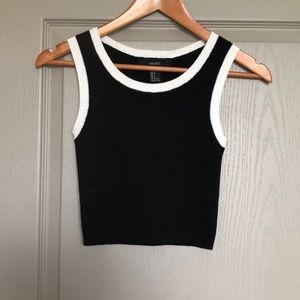 SOLD!!! Black with white trim crop top